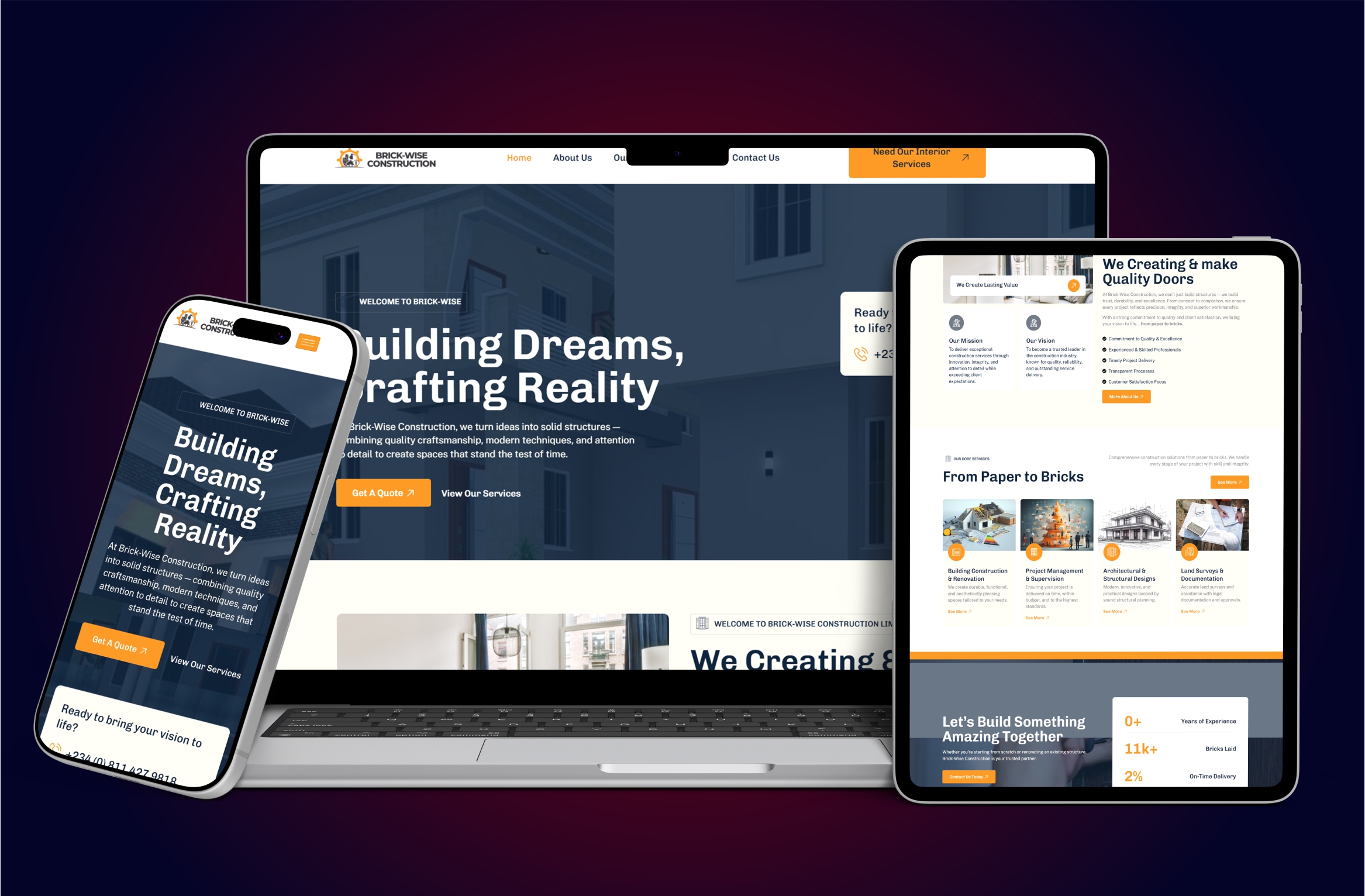 Brickwise Construction company website